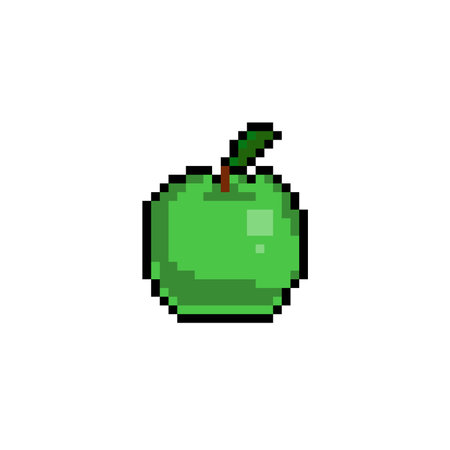 green apple in pixel art styleのイラスト素材