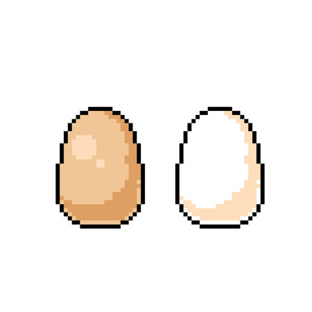 egg with different color in pixel art styleのイラスト素材