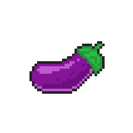 eggplant in pixel art styleのイラスト素材