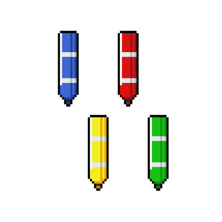 drawing pen in pixel art styleのイラスト素材