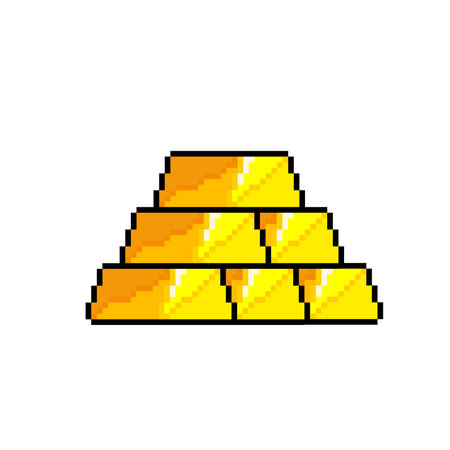 gold pile in pixel art styleのイラスト素材