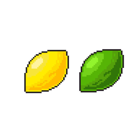 a lime with different color in pixel art styleのイラスト素材