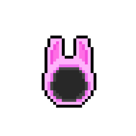 pink bunny hood in pixel art styleのイラスト素材