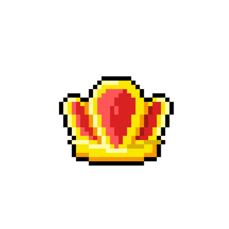 golden crown in pixel art styleのイラスト素材
