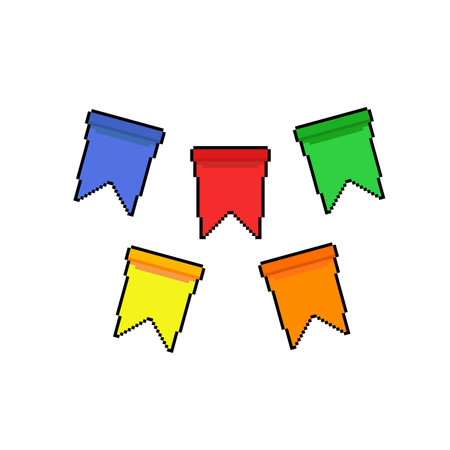 flag set with different color in pixel art styleのイラスト素材