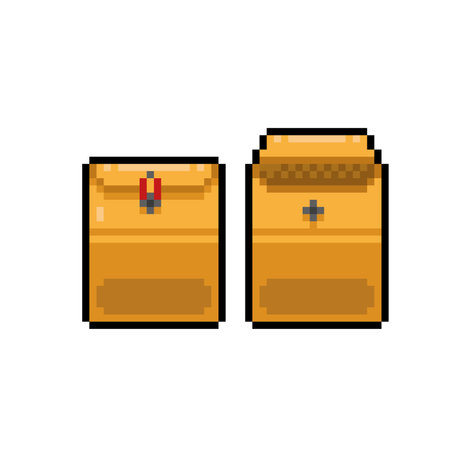 brown envelope in pixel art styleのイラスト素材