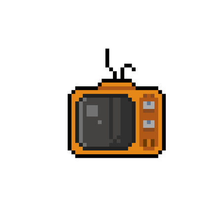 old television in pixel art styleのイラスト素材