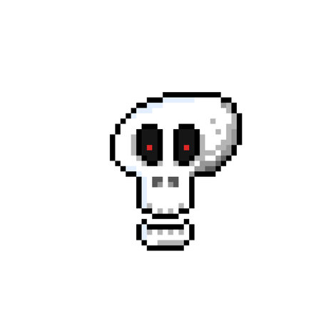 skull head in pixel art styleのイラスト素材