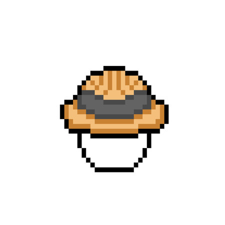 straw hat in pixel art styleのイラスト素材
