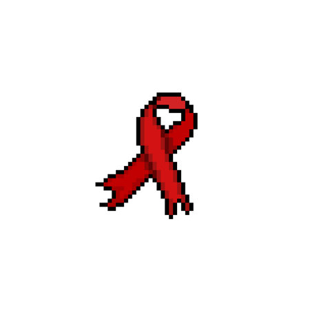 red ribbon in pixel art styleのイラスト素材