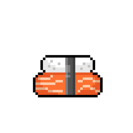 single sushi food in pixel art styleのイラスト素材