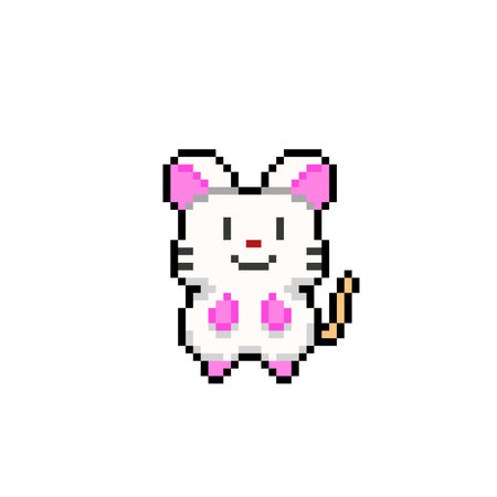 white mouse in pixel art styleのイラスト素材