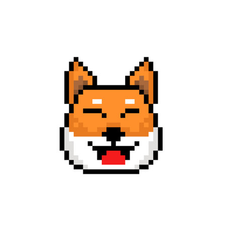 dog head in pixel art styleのイラスト素材