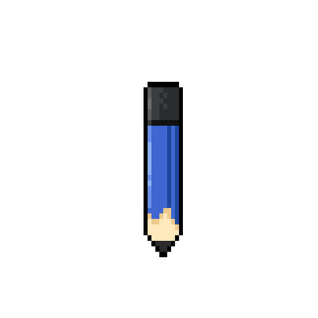 blue pencil in pixel art styleのイラスト素材