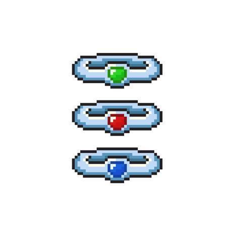 silver ring with different gemstone in pixel art styleのイラスト素材