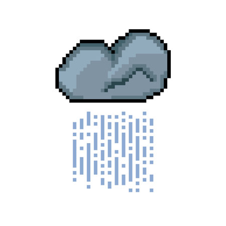 rainy cloud in pixel art styleのイラスト素材