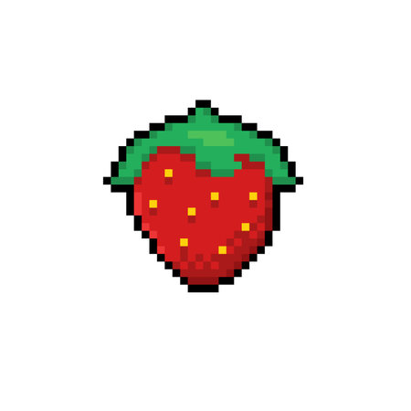 a single strawberry in pixel art styleのイラスト素材