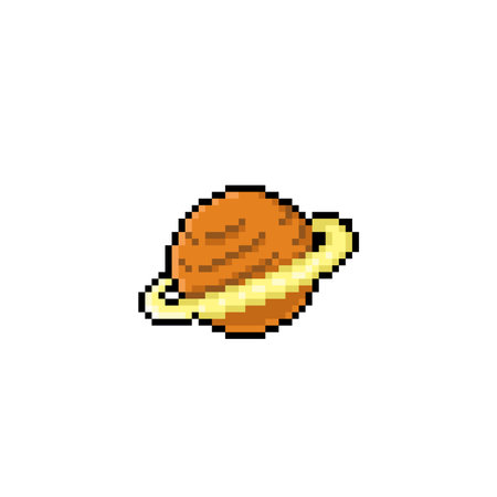 planet with ring in pixel art styleのイラスト素材