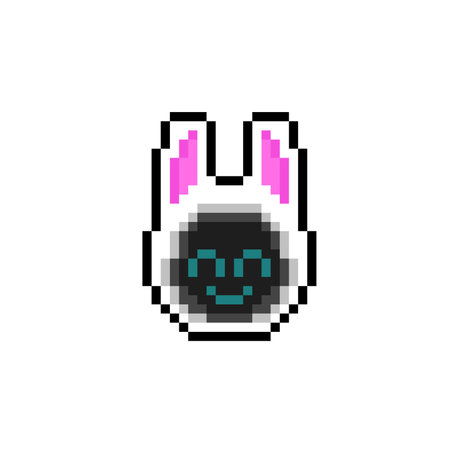 bunny hood with smile face in pixel art styleのイラスト素材