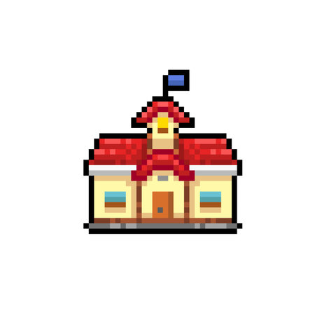 school building in pixel art styleのイラスト素材