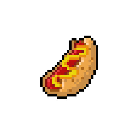 a hotdog food in pixel art styleのイラスト素材