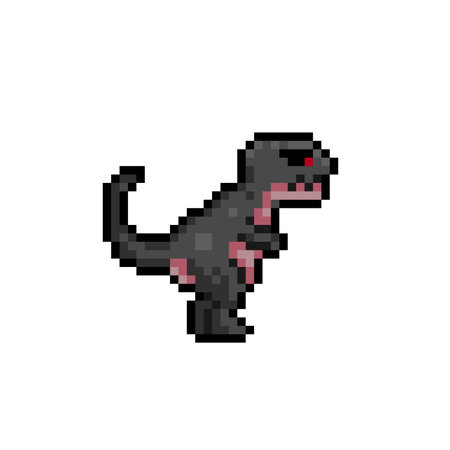 black tyrannosaur rex in pixel art styleのイラスト素材