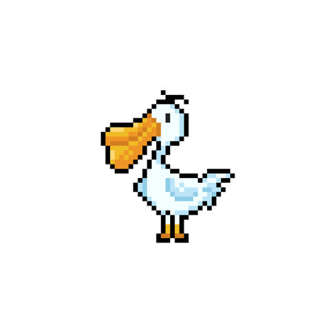 pelican bird in pixel art styleのイラスト素材