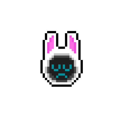 bunny hood with sad face in pixel art styleのイラスト素材