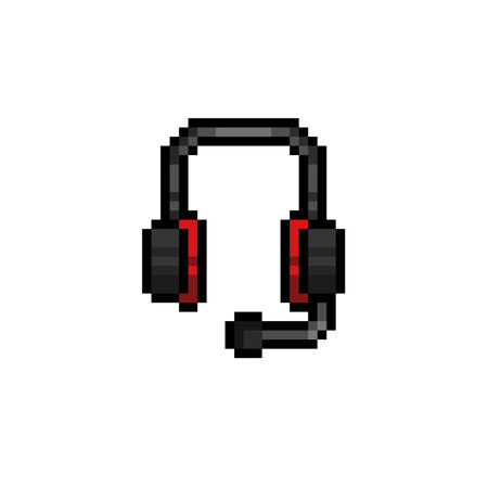 black headphone in pixel art styleのイラスト素材
