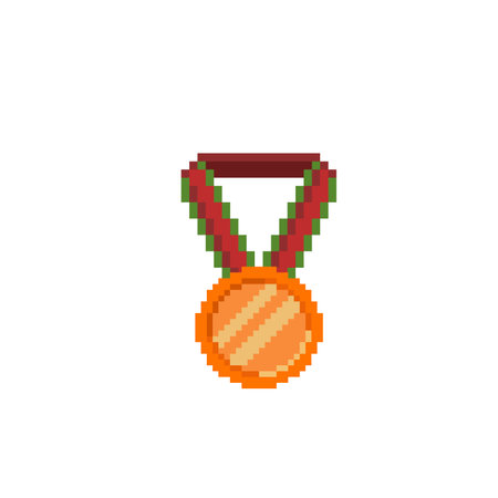 bronze medal in pixel art styleのイラスト素材