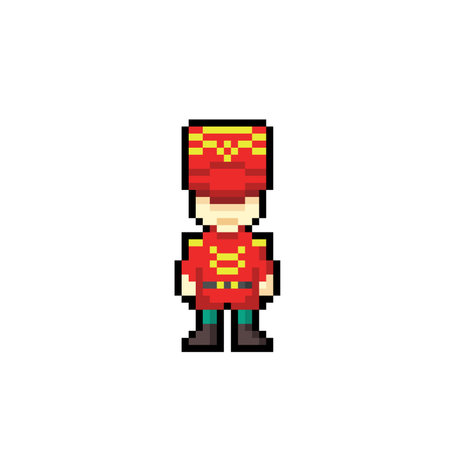 Pixelated knight isolated on white background. 8 bit pixel art illustration.のイラスト素材