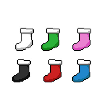 Set of pixel art socks isolated on white background. Vector illustration.のイラスト素材