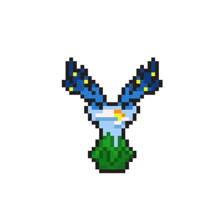 a landscape in deer silhouette in pixel art styleのイラスト素材