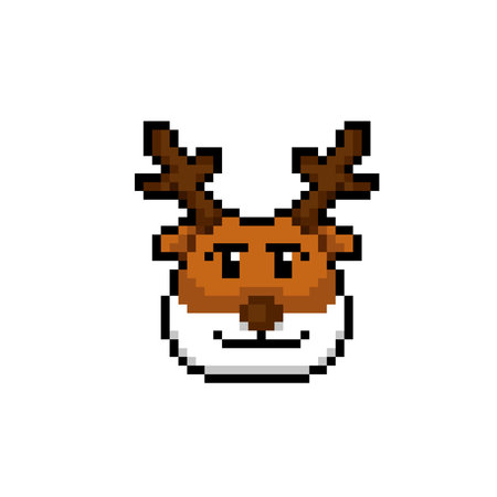 Pixel art reindeer head isolated on white background. Vector illustration.のイラスト素材