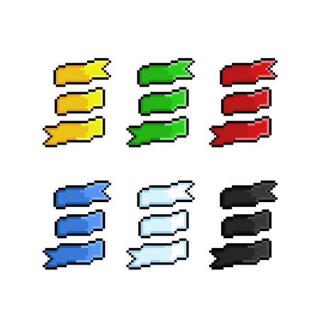 Set of pixel art ribbons. Vector illustration isolated on white background.のイラスト素材
