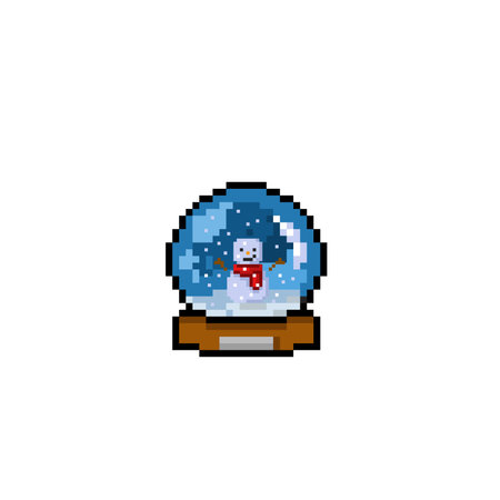 Pixel art snow globe. Vector illustration. Isolated on white background.のイラスト素材