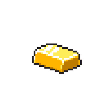 Pixel art gold bar icon isolated on white background. Vector illustration.のイラスト素材