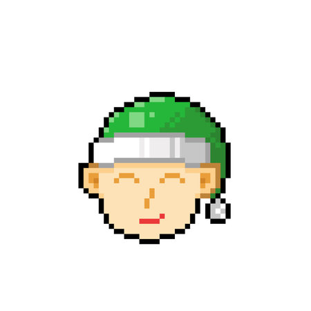 Pixel art illustration of a man wearing a green cap and headbandのイラスト素材