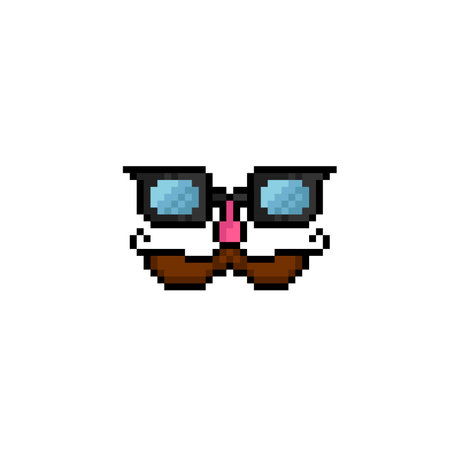 pixel art hipster mustache and eyeglasses icon vector illustration designのイラスト素材