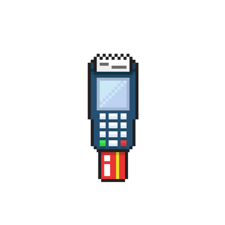 Payment terminal icon pixel art vector illustration isolated on white background.のイラスト素材