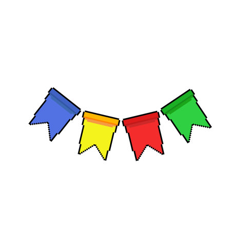 Party flags icon in flat style isolated on white background. Celebration symbol stock vector illustration.のイラスト素材