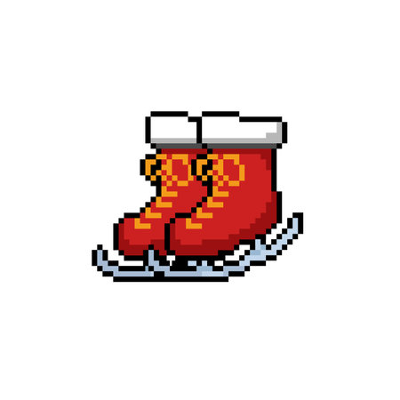 pixelated boot icon over white background, colorful design. vector illustrationのイラスト素材