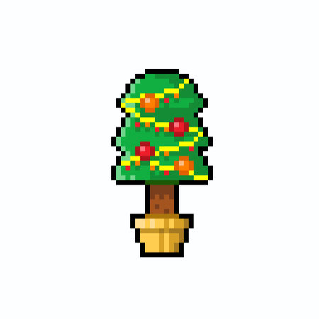 Pixel art christmas tree isolated on white background. Vector illustration.のイラスト素材