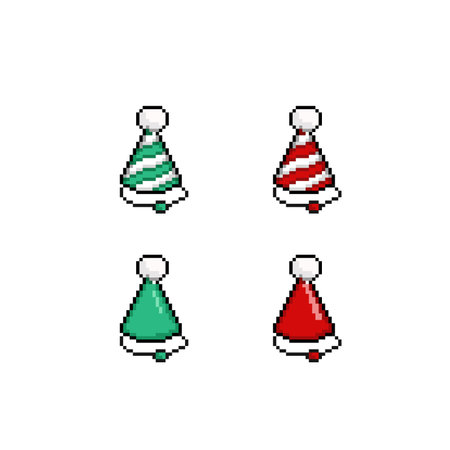 Set of pixel art christmas ornaments. Vector illustration.のイラスト素材