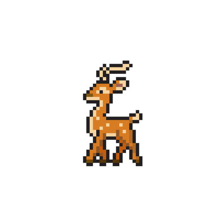 pixel art deer. vector illustration isolated on white background. eps 10のイラスト素材