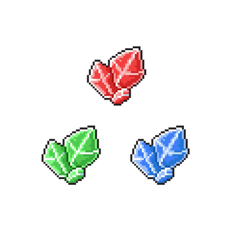 Set of pixel art crystal isolated on white background. Vector illustration.のイラスト素材