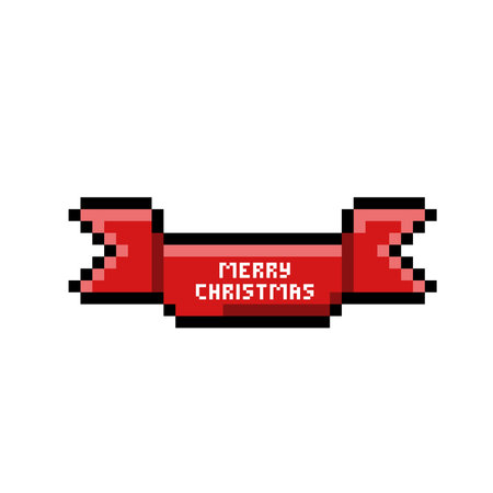 Retro pixel art banner. Vector illustration isolated on white background.のイラスト素材