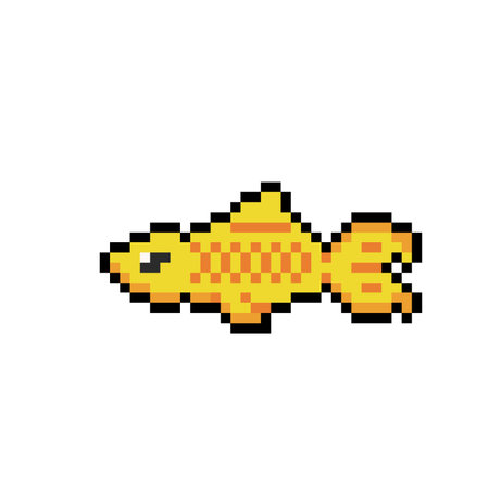 Fish pixel art isolated on white background. 8 bit vector illustration.のイラスト素材