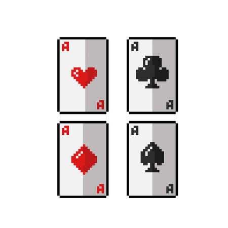 poker cards set, vector illustration, eps10, pixel artのイラスト素材