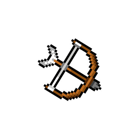 Crossbow pixel art logo. Pixel art crossbow logo. Pixel art crossbow logoのイラスト素材